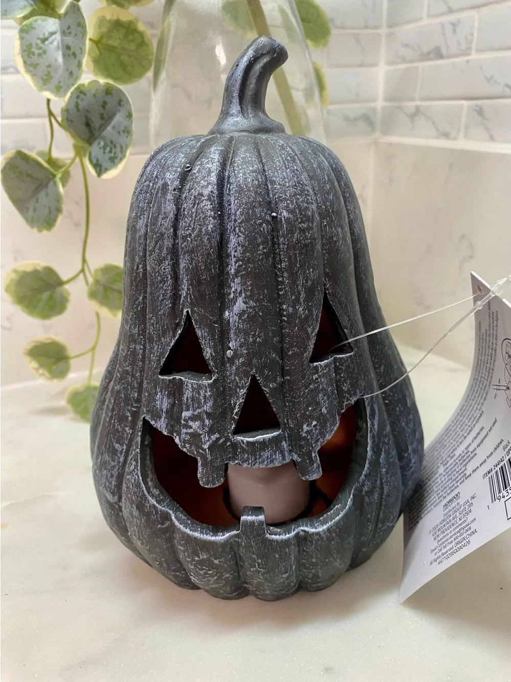 Black Ceramic Jack-O'-Lantern LED Pumpkin Accent🎃